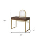 42" Gold Mirrored Vanity Table with Mirror With Two Drawers