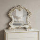 45" White Abstract Wood Framed Mounted Dresser Mirror