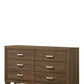 59" Natural Brown Manufactured Wood Six Drawer Double Dresser