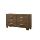 59" Natural Brown Manufactured Wood Six Drawer Double Dresser