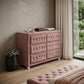 40" Pink Solid and Manufactured Wood Six Drawer Double Dresser