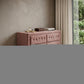 40" Pink Solid and Manufactured Wood Six Drawer Double Dresser