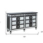 68" Black and Silver Solid and Manufactured Wood Mirrored Eight Drawer Double Dresser