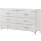 58" White Solid and Manufactured Wood Six Drawer Double Dresser