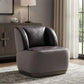 29" Slate Gray and Brown Velvet Slipper Chair