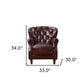 30" Brown and Steel Blue Top Grain Leather Tufted Club Chair