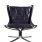 30" Blue and Steel Blue Top Grain Leather Tufted Lounge Chair
