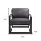 28" Gray and Steel Blue Top Grain Leather Arm Chair