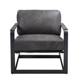28" Gray and Steel Blue Top Grain Leather Arm Chair