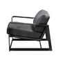 28" Gray and Steel Blue Top Grain Leather Arm Chair
