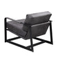 28" Gray and Steel Blue Top Grain Leather Arm Chair