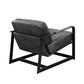 28" Gray and Steel Blue Top Grain Leather Arm Chair