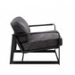 28" Gray and Steel Blue Top Grain Leather Arm Chair