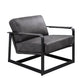 28" Gray and Steel Blue Top Grain Leather Arm Chair