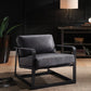 28" Gray and Steel Blue Top Grain Leather Arm Chair