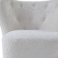 31" White and Brown Sherpa Polka Dots Wingback Chair