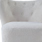 31" White and Brown Sherpa Polka Dots Wingback Chair