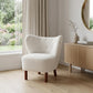 31" White and Brown Sherpa Polka Dots Wingback Chair