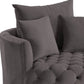 43" Gray Velvet Tufted Swivel Barrel Chair And Toss Pillows
