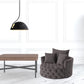 43" Gray Velvet Tufted Swivel Barrel Chair And Toss Pillows