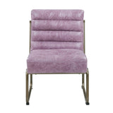 22" Wisteria and Steel Blue Top Grain Leather Ikat Side Chair