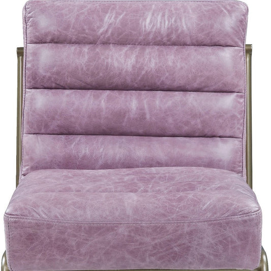 22" Wisteria and Steel Blue Top Grain Leather Ikat Side Chair