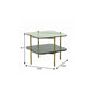 20" Gold And Clear Glass And Metal Square End Table With Shelf
