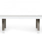 95" White And Gray Stainless Steel Dining Table