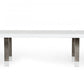 95" White And Gray Stainless Steel Dining Table