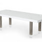 95" White And Gray Stainless Steel Dining Table