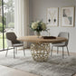 47" Acacia Live Edge Rounded Solid Wood And Brass Dining Table
