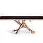87" Black And Gold Glass And Stainless Steel Pedestal Base Dining Table