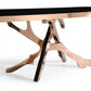 87" Black And Gold Glass And Stainless Steel Pedestal Base Dining Table