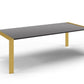 95" Gray And Brass Stainless Steel Dining Table