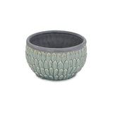 8" Aqua Textural Tone On Tone Ceramic Indoor Outdoor Round Pot Planter