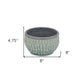 8" Aqua Textural Tone On Tone Ceramic Indoor Outdoor Round Pot Planter