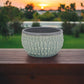 8" Aqua Textural Tone On Tone Ceramic Indoor Outdoor Round Pot Planter