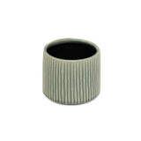 6" Green Striped Ceramic Indoor Outdoor Round Pot Planter