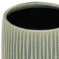 6" Green Striped Ceramic Indoor Outdoor Round Pot Planter