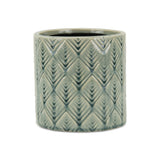 6" Green Geometric Ceramic Indoor Outdoor Round Pot Planter