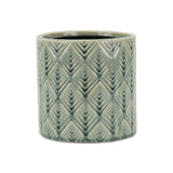 6" Green Geometric Ceramic Indoor Outdoor Round Pot Planter