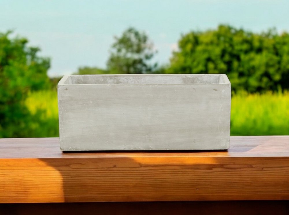 9" Light Gray Cement Indoor Outdoor Rectangular Pot Planter