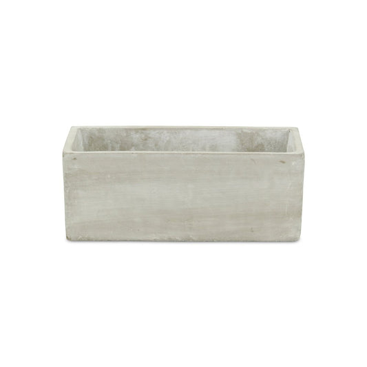 9" Light Gray Cement Indoor Outdoor Rectangular Pot Planter