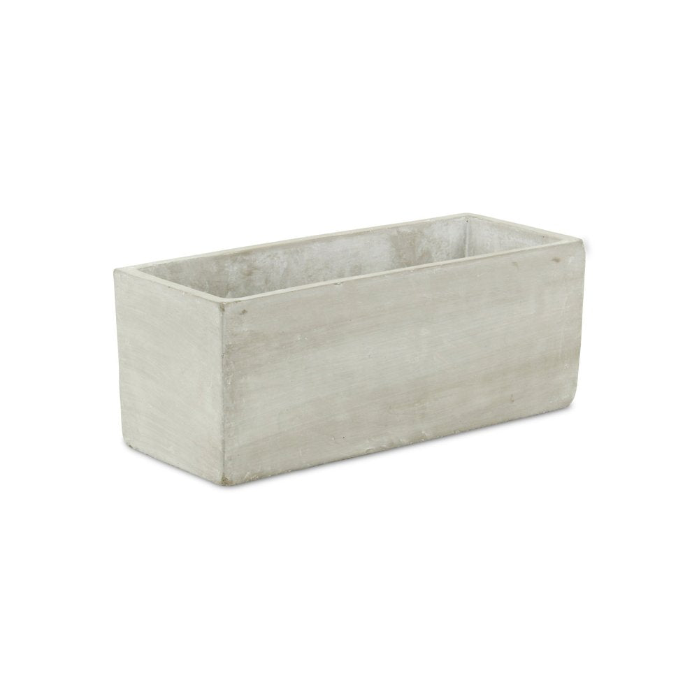 9" Light Gray Cement Indoor Outdoor Rectangular Pot Planter