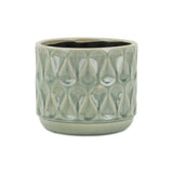 7" Green Geometric Ceramic Indoor Outdoor Round Pot Planter