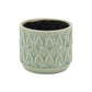 7" Green Geometric Ceramic Indoor Outdoor Round Pot Planter
