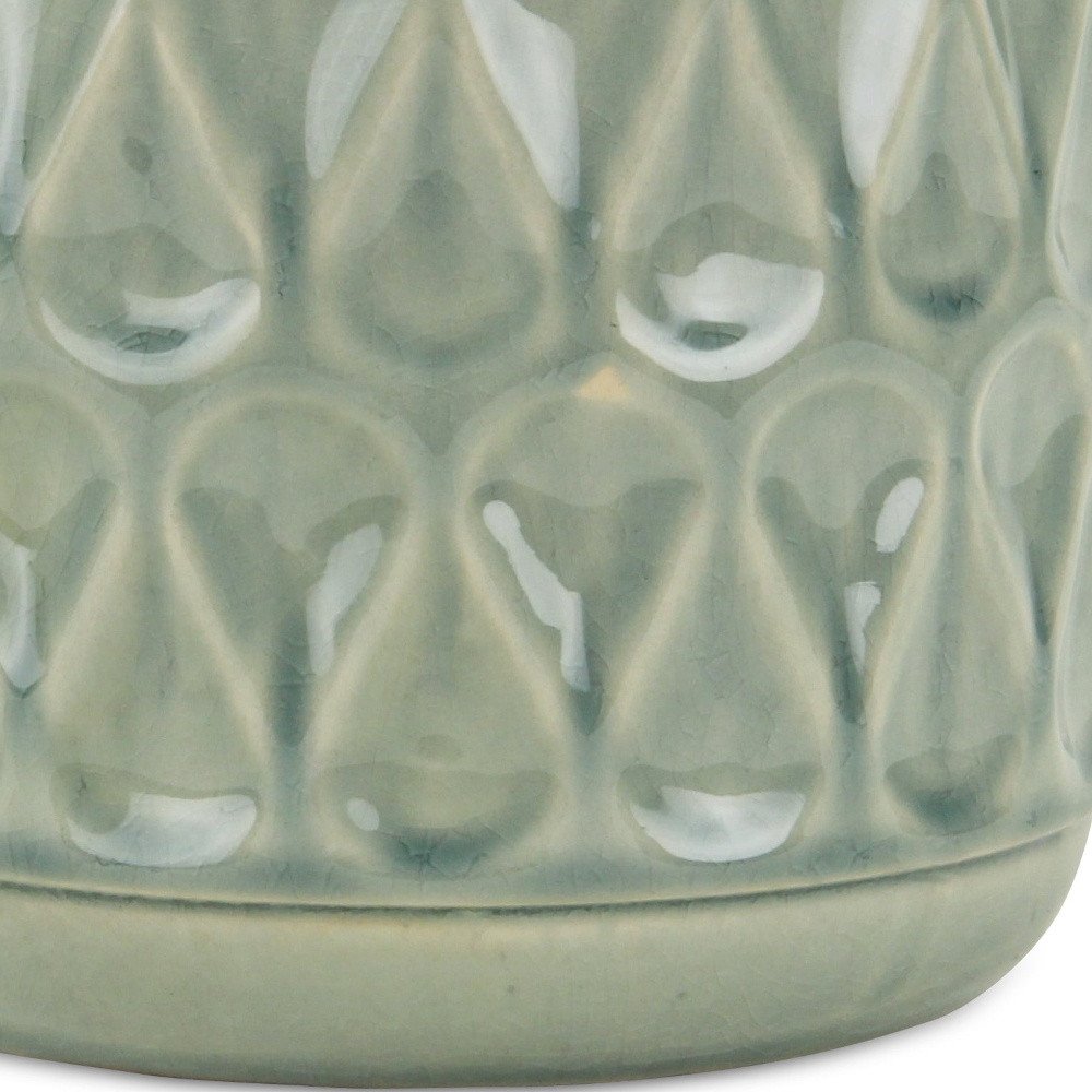 7" Green Geometric Ceramic Indoor Outdoor Round Pot Planter