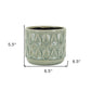 7" Green Geometric Ceramic Indoor Outdoor Round Pot Planter