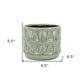 7" Green Geometric Ceramic Indoor Outdoor Round Pot Planter