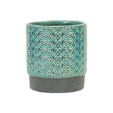 6" Turquoise Geometric Ceramic Indoor Outdoor Round Pot Planter